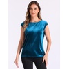 image:imageAllegra K Velvet Blouse Tops for Womens 2025 Dressy Christmas Party Crew Neck Cap Sleeve TopPeacock Blue