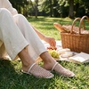image:imageAllegra K Women Slip on Mesh Braided Hollow Out Flats Sandals  Round Toe Slides Lightweight Casual Lounging Slingback Style Comfortable Fit Breathable MeshBeige