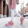 image:imageAllegra K Women Winter Faux Suede Laceup Flat Ankle Snow Boots  TPR outsole Nonslip warm Cold weather Heel height 098 inches Breathable durable Protects against snowPink