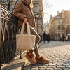 image:imageAllegra K Women Winter Faux Suede Laceup Flat Ankle Snow Boots  TPR outsole Nonslip warm Cold weather Heel height 098 inches Breathable durable Protects against snowBrown