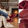 image:imageAllegra K Women Winter Faux Suede Laceup Flat Ankle Snow Boots  TPR outsole Nonslip warm Cold weather Heel height 098 inches Breathable durable Protects against snowRed