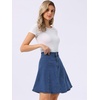 image:imageAllegra K Womens Denim Skirt High Waist Stretch A Line Casual Jean Skirts  Elastic Back High Rise Above Knee Length Flared Pleated Y2k Style Casual Work Daily WearDenim Blue