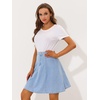 image:imageAllegra K Womens Denim Skirt High Waist Stretch A Line Casual Jean Skirts  Elastic Back High Rise Above Knee Length Flared Pleated Y2k Style Casual Work Daily WearSky Blue