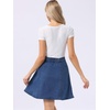 image:imageAllegra K Womens Denim Skirt High Waist Stretch A Line Casual Jean Skirts  Elastic Back High Rise Above Knee Length Flared Pleated Y2k Style Casual Work Daily WearDenim Blue