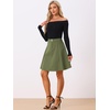 image:imageAllegra K Womens Denim Skirt High Waist Stretch A Line Casual Jean Skirts  Elastic Back High Rise Above Knee Length Flared Pleated Y2k Style Casual Work Daily WearArmy Green
