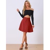 image:imageAllegra K Womens Denim Skirt High Waist Stretch A Line Casual Jean Skirts  Elastic Back High Rise Above Knee Length Flared Pleated Y2k Style Casual Work Daily WearRed