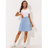 image:imageAllegra K Womens Denim Skirt High Waist Stretch A Line Casual Jean Skirts  Elastic Back High Rise Above Knee Length Flared Pleated Y2k Style Casual Work Daily WearSky Blue