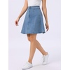 image:imageAllegra K Womens Denim Skirt High Waist Stretch A Line Casual Jean Skirts  Elastic Back High Rise Above Knee Length Flared Pleated Y2k Style Casual Work Daily WearBlue