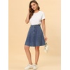 image:imageAllegra K Womens Denim Skirt High Waist Stretch A Line Casual Jean Skirts  Elastic Back High Rise Above Knee Length Flared Pleated Y2k Style Casual Work Daily WearLight Blue