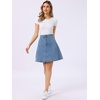 image:imageAllegra K Womens Denim Skirt High Waist Stretch A Line Casual Jean Skirts  Elastic Back High Rise Above Knee Length Flared Pleated Y2k Style Casual Work Daily WearBlue