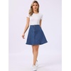 image:imageAllegra K Womens Denim Skirt High Waist Stretch A Line Casual Jean Skirts  Elastic Back High Rise Above Knee Length Flared Pleated Y2k Style Casual Work Daily WearDenim Blue