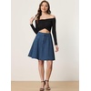 image:imageAllegra K Womens Denim Skirt High Waist Stretch A Line Casual Jean Skirts  Elastic Back High Rise Above Knee Length Flared Pleated Y2k Style Casual Work Daily WearDark Blue
