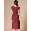image:imageAllegra K Womens Vintage Retro Polka Dot V Neck Cap Sleeve Midi Dress  Unlined design with contrast trim Flattering highwaisted tailored waist Ideal for office date partyWine Red