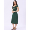 image:imageAllegra K Womens Vintage Retro Polka Dot V Neck Cap Sleeve Midi Dress  Unlined design with contrast trim Flattering highwaisted tailored waist Ideal for office date partyDark Green
