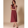 image:imageAllegra K Womens Vintage Retro Polka Dot V Neck Cap Sleeve Midi Dress  Unlined design with contrast trim Flattering highwaisted tailored waist Ideal for office date partyWine Red