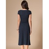 image:imageAllegra K Womens Vintage Retro Polka Dot V Neck Cap Sleeve Midi Dress  Unlined design with contrast trim Flattering highwaisted tailored waist Ideal for office date partyDark Blue