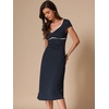 image:imageAllegra K Womens Vintage Retro Polka Dot V Neck Cap Sleeve Midi Dress  Unlined design with contrast trim Flattering highwaisted tailored waist Ideal for office date partyDark Blue