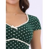 image:imageAllegra K Womens Vintage Retro Polka Dot V Neck Cap Sleeve Midi Dress  Unlined design with contrast trim Flattering highwaisted tailored waist Ideal for office date partyDark Green
