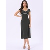 image:imageAllegra K Womens Vintage Retro Polka Dot V Neck Cap Sleeve Midi Dress  Unlined design with contrast trim Flattering highwaisted tailored waist Ideal for office date partyBlack