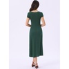 image:imageAllegra K Womens Vintage Retro Polka Dot V Neck Cap Sleeve Midi Dress  Unlined design with contrast trim Flattering highwaisted tailored waist Ideal for office date partyDark Green