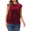 image:imageAllegra K Velvet Blouse Tops for Womens 2025 Dressy Christmas Party Crew Neck Cap Sleeve TopBurgundy