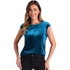 image:imageAllegra K Velvet Blouse Tops for Womens 2025 Dressy Christmas Party Crew Neck Cap Sleeve TopPeacock Blue