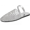 image:imageAllegra K Women Slip on Mesh Braided Hollow Out Flats Sandals  Round Toe Slides Lightweight Casual Lounging Slingback Style Comfortable Fit Breathable MeshSilver