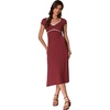 image:imageAllegra K Womens Vintage Retro Polka Dot V Neck Cap Sleeve Midi Dress  Unlined design with contrast trim Flattering highwaisted tailored waist Ideal for office date partyWine Red