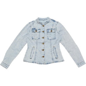 image:imageAllegra K Denim Jacket Womens Classic Stand Collar Long Sleeve Jean Jackets  2026 Trendy Button Front Flap Chest Pockets Stretchy Fabric Washed Vintage Daily Casual WearLight Wash