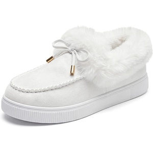 image:imageAllegra K Women Winter Faux Suede Laceup Flat Ankle Snow Boots  TPR outsole Nonslip warm Cold weather Heel height 098 inches Breathable durable Protects against snowWhite