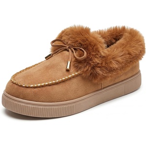 image:imageAllegra K Women Winter Faux Suede Laceup Flat Ankle Snow Boots  TPR outsole Nonslip warm Cold weather Heel height 098 inches Breathable durable Protects against snowBrown