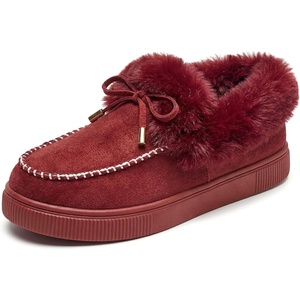 image:imageAllegra K Women Winter Faux Suede Laceup Flat Ankle Snow Boots  TPR outsole Nonslip warm Cold weather Heel height 098 inches Breathable durable Protects against snowRed