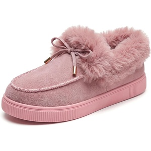 image:imageAllegra K Women Winter Faux Suede Laceup Flat Ankle Snow Boots  TPR outsole Nonslip warm Cold weather Heel height 098 inches Breathable durable Protects against snowPink