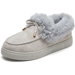 image:imageAllegra K Women Winter Faux Suede Laceup Flat Ankle Snow Boots  TPR outsole Nonslip warm Cold weather Heel height 098 inches Breathable durable Protects against snowGrey