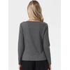 image:imageAllegra K Boat Neck Top for Womens Casual Long Sleeves Cozy Fitted Blouse  Casual Style Long Sleeves Blouse Boat Neck Knit Fabric Cozy Fitted Slim Fit Basic Tee Fall OutfitsGrey Black