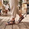 image:imageAllegra K Women Bohemian Rhinestone Knot Flat Ankle Elastic Sandals  TPR outsole Open toe butterfly decor Casual walking lounging Comfortable flat ankle elastic designBlue