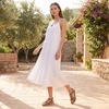 image:imageAllegra K Women Bohemian Rhinestone Knot Flat Ankle Elastic Sandals  TPR outsole Open toe butterfly decor Casual walking lounging Comfortable flat ankle elastic designBrown