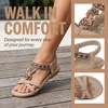 image:imageAllegra K Women Bohemian Rhinestone Knot Flat Ankle Elastic Sandals  TPR outsole Open toe butterfly decor Casual walking lounging Comfortable flat ankle elastic designKhaki2