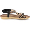 image:imageAllegra K Women Bohemian Rhinestone Knot Flat Ankle Elastic Sandals  TPR outsole Open toe butterfly decor Casual walking lounging Comfortable flat ankle elastic designBlack