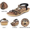 image:imageAllegra K Women Bohemian Rhinestone Knot Flat Ankle Elastic Sandals  TPR outsole Open toe butterfly decor Casual walking lounging Comfortable flat ankle elastic designBlack
