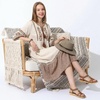 image:imageAllegra K Women Bohemian Rhinestone Knot Flat Ankle Elastic Sandals  TPR outsole Open toe butterfly decor Casual walking lounging Comfortable flat ankle elastic designBrown