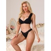 image:imageAllegra K Womens Low Waist Panties Briefs Floral Lace Breathable ThongsBlack