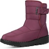image:imageAllegra K Women Winter Adjustable Flat Pull on Snow Boots  18inch heel Hook amp Loop closure Comfy for daily wear Adjustable fit Easy pullon style Nonslip outsoleBurgundy