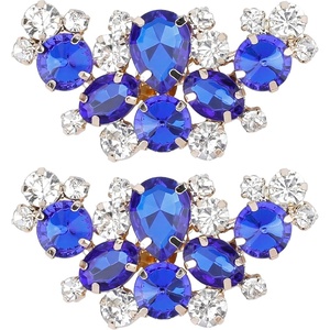 image:imageAllegra K 2 PCS Womens Rhinestone Flower Shoe Clips Fashion Crystal Shoes Buckles Decoration for Wedding PartyBlueTrapezoid