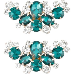 image:imageAllegra K 2 PCS Womens Rhinestone Flower Shoe Clips Fashion Crystal Shoes Buckles Decoration for Wedding PartyGreen
