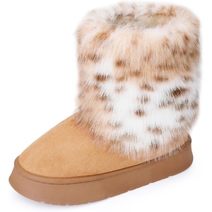 image:imageAllegra K Women Faux Suede Faux Fur Flat Pull on Snow Boots for Winter  18inch heel Cozy inner lining Versatile for daily wear Easy pullon style Spectacular designBrown