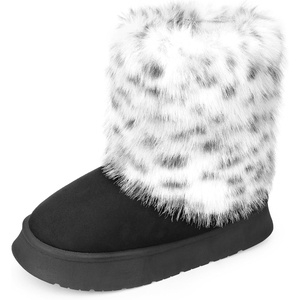 image:imageAllegra K Women Faux Suede Faux Fur Flat Pull on Snow Boots for Winter  18inch heel Cozy inner lining Versatile for daily wear Easy pullon style Spectacular designBlack