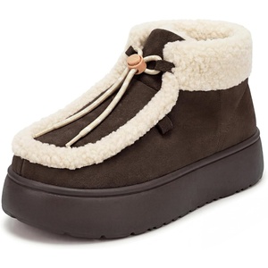 image:imageAllegra K Women Warm Faux Suede Nonslip Laceup Flat Ankle Snow Boots  Breathable durable outsole Keeps feet dry in cold mud Daily wear Comfortable nonslip laceup designCoffee