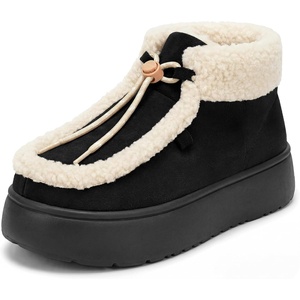 image:imageAllegra K Women Warm Faux Suede Nonslip Laceup Flat Ankle Snow Boots  Breathable durable outsole Keeps feet dry in cold mud Daily wear Comfortable nonslip laceup designBlack