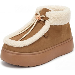 image:imageAllegra K Women Warm Faux Suede Nonslip Laceup Flat Ankle Snow Boots  Breathable durable outsole Keeps feet dry in cold mud Daily wear Comfortable nonslip laceup designBrown